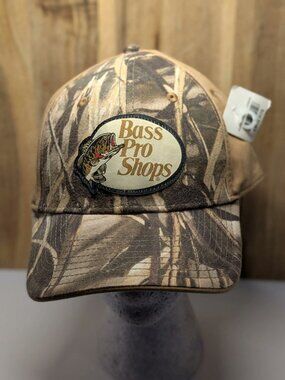 NWT Bass Pro Shops Strap Back Hat Cap Fishing Hunting Brown Camo Outdoors